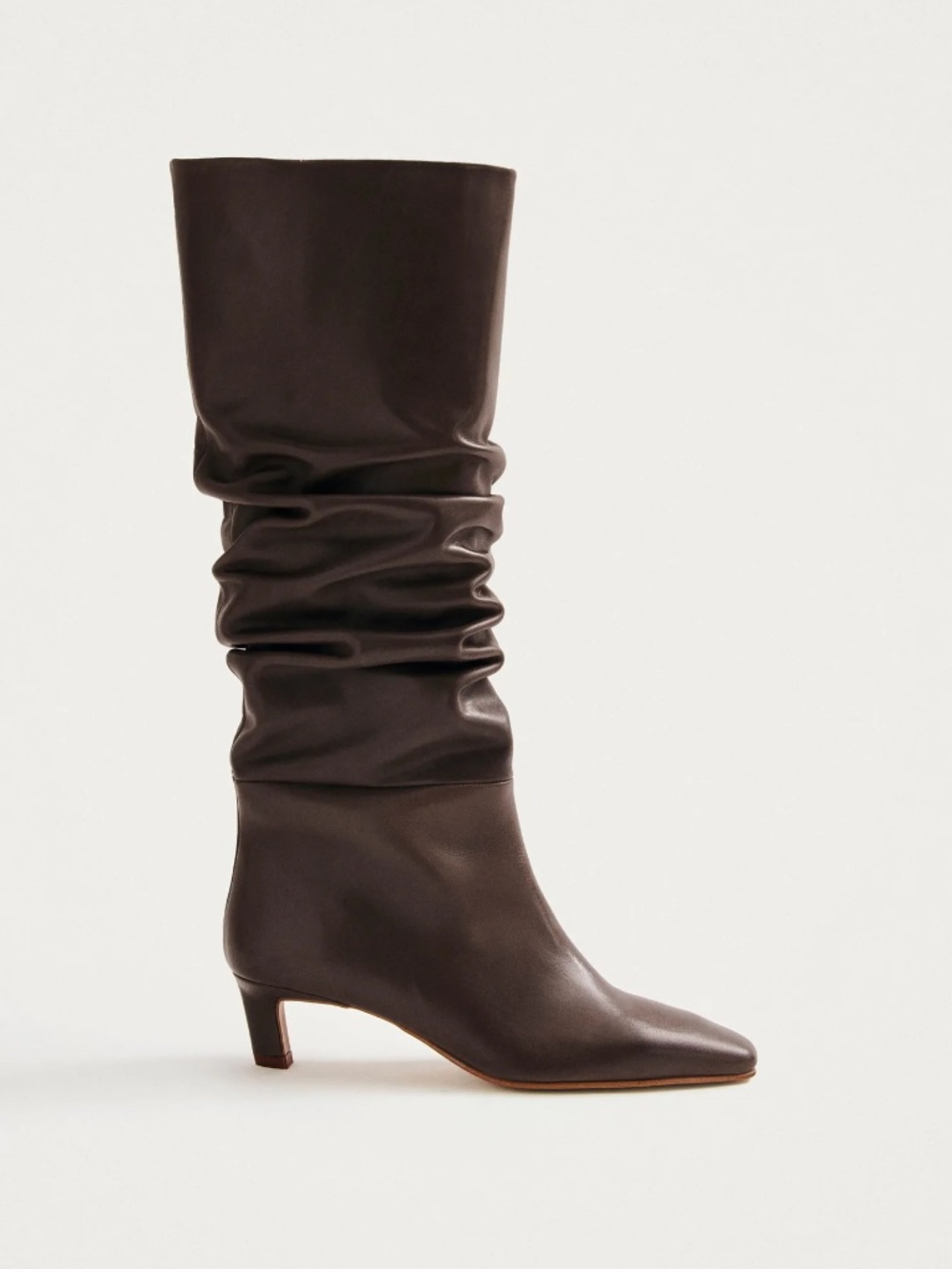 NWT ALOHAS Kalila Brown Leather Slouchy Knee High Kitten Heel Boots Size 7 Fall!